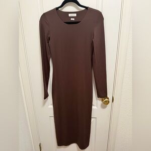 Babaton Chocolate Long Sleeve Dress